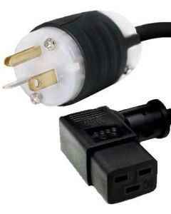 NEMA 5-20P to a Right Angle C19 Power Cord - 8 Foot, 20A/125V, 12 AWG- UL Listed - Iron Box # IBX-8887-08