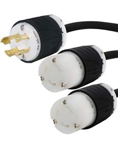 NEMA L14-30P to 2X L5-30R Y Splitter Cord - 10 Foot, 30A, 125/250V, 10/3 AWG -Iron Box # IBX-2130-10