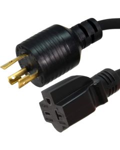L6-20P to 6-20R Power Cord, 20A, 250V, 12/3 SJT, 1 Foot