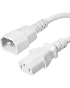 C14 to C13 Power Cord, White, 15A, 250V, 14/3 SJT, 4 Foot