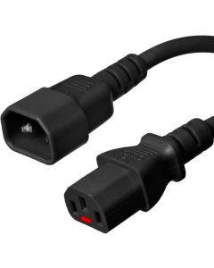 C14 to C13 IEC Lock - 2 Foot, Black, 10A/250V, 18/3 AWG - Iron Box Part # IBX-00037-02