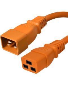 C20 to C19 Power Cord, Orange, 20A, 250V, 12/3 SJT, 6 Foot