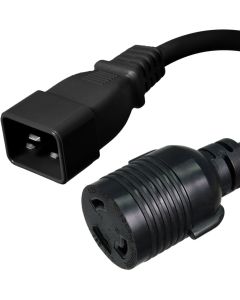 IEC C20 to L6-30R Plug Adapter - 1 Foot, 20A/250V - Iron Box # IBX-1684-01M
