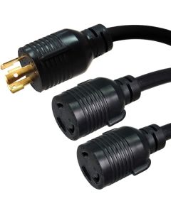 NEMA L5-30P to 2X L5-30R Y Splitter Cord - 10 Foot, 30A/125V, 10/3 AWG - Iron Box # IBX-580110