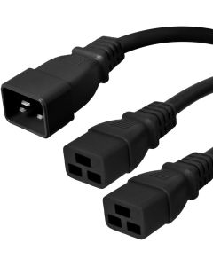 C20 to 2X C19 Y Splitter Power Cord, 20A, 250V, 12/3 SJT, 8ft + 2ft Legs